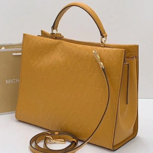 Michael Kors Penelope Large Top Handle Satchel Marigold Color - Picture 2 of 15